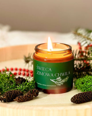 Veganskt rapsljus Vinterstund med doft av tall, cederträ och bärnsten 120 ml MgLife - 3