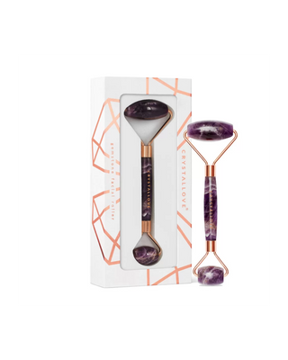 Crystallove Amethyst Stone Face Massager för harmoni, lugnande och lugnande rulle - 1