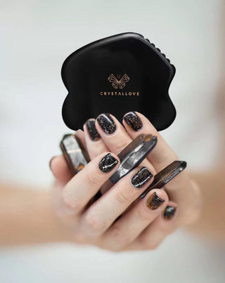 Crystallove högeffektiv obsidiansten gua sha ansiktsmassageplatta - 2
