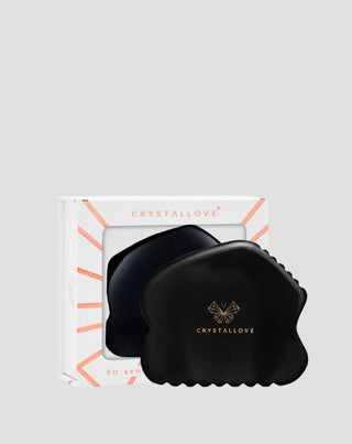 Ansiktsmassageplatta gua sha av obsidian, den stora kraftens sten Crystallove - 1