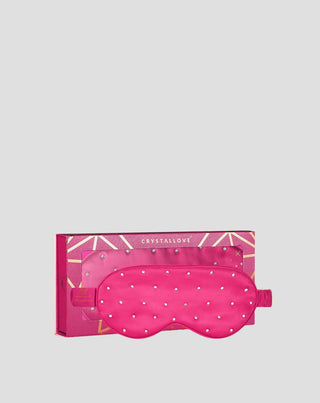 Ögonmask för sömn i siden dekorerad med kristaller – hot pink Crystallove - 1