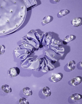 Silkeshårelastik med strass — lila Crystallove - 2