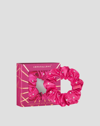 Hårsnodd av siden med kristaller – hot pink Crystallove - 1