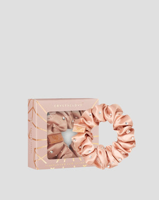 Silkesnodd för håret med kristaller – roséguld Crystallove - 1