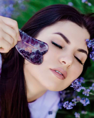 Crystallove harmoni och avslappningssten ametist gua sha ansiktsmassage kakel - 2