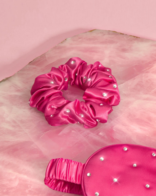 Sidenhårband med strass — varmrosa Crystallove - 2