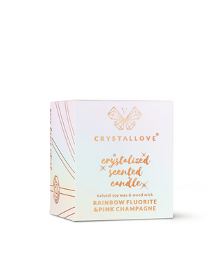 Sojaljus med regnbågsfluorit och rosa champagne i Crystallove glasbehållare - 3