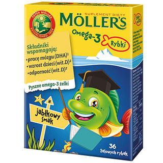 Kosttillskott med omega-3-fettsyror Mollers fisk 36 gelébönor med äppelsmak - 1