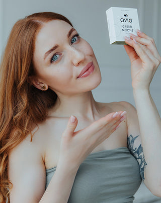 Grönfärgade kontaktlinser med silverränder gröna månar nr. 3 Ovio - 2