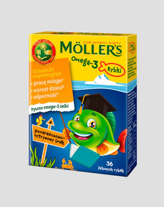 Kosttillskott med omega-3-fettsyror Møller's fisk 36 gelébollar med apelsin- och citronsmak - 1