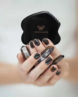 Crystallove högeffektiv obsidiansten gua sha ansiktsmassageplatta - 2