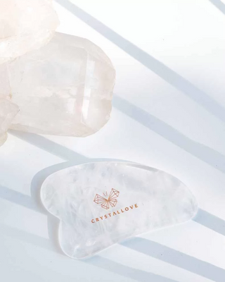 Rock crystal gua sha ansiktsmassageplatta med Crystallove rengöringsegenskaper - 2