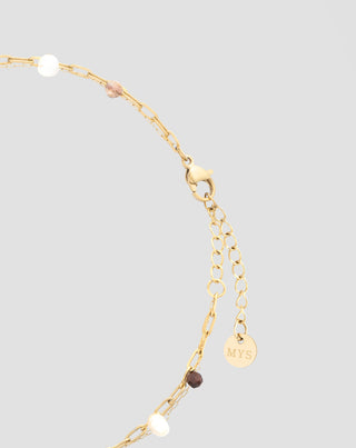 Guldpläterat ankelarmband i rostfritt stål med agat, maifan, jaspis och aventurin Mys_2 - 3