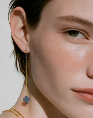 Guldpläterade örhängen med naturstenar lapis lazuli örhängen set Mys - 4