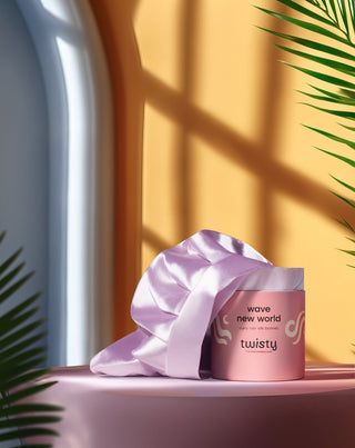 Rosa siden Twisty sovmössa för lockigt och vågigt hår - 4