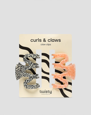 Set med stora hårspännen - rosa och marmorerade Twisty 2 st - 1