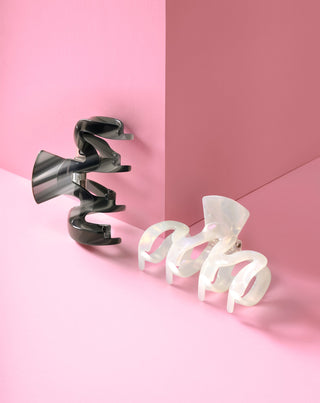 Set med stora hårspännen - pärla och svart Twisty 2 st - 4