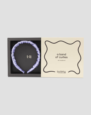 Jedwabna opaska do włosów z 100% naturalnego jedwabiu liliowa Twisty_3 - 3