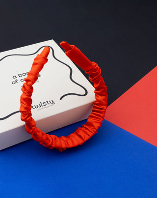 Silkehårband i 100% natursilke röd Twisty - 2