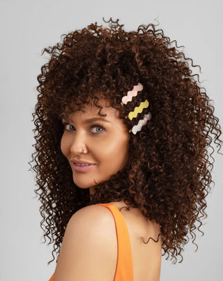 Set med vågiga hårspännen - pärla, grön, rosa Twisty 3 st. - 3