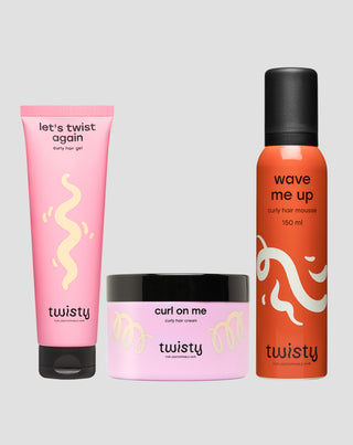 Twisty set med kräm + mousse + gel för lock- och vågvård samt styling - 1