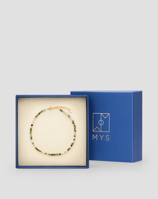 Mys guldpläterat fotledsarmband i rostfritt stål med afrikansk turkos och amazonit - 5