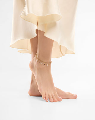 Guldpläterat ankelarmband i rostfritt stål med agat, maifan, jaspis och aventurin Mys_1 - 2