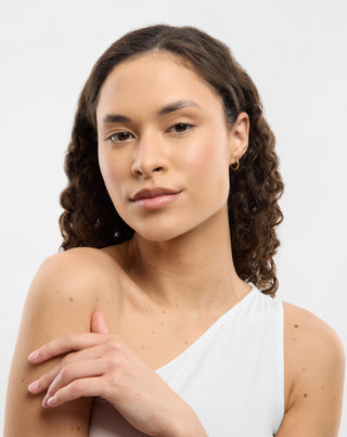 Set med guldpläterade örhängen med vit jade i rostfritt stål Mys_3 - 5