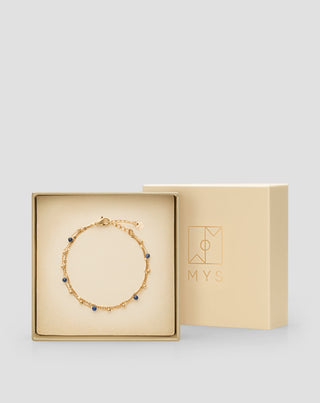 Guldpläterat armband i rostfritt stål med lapis lazuli Mys - 4