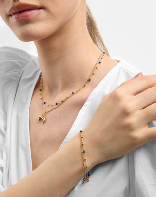 Guldpläterat armband i rostfritt stål med lapis lazuli Mys_1 - 2