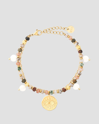 Armband med naturstenar agat, maifan, jaspis, jade och aventurin Mys - 1