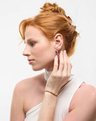 Guldpläterat armband i rostfritt stål med rosa och citronjade Mys_1 - 2