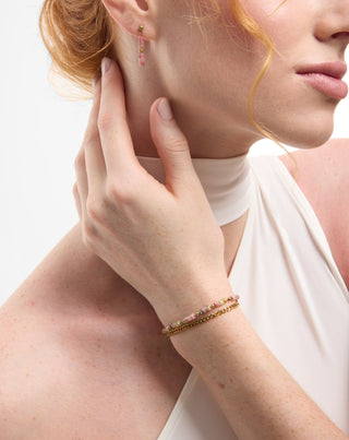 Guldpläterat armband i rostfritt stål med rosa och citronjade Mys_2 - 3