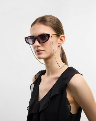 Guldpläterad glasögonkedja med afrikansk turkos och amazonit Mys_3 - 3