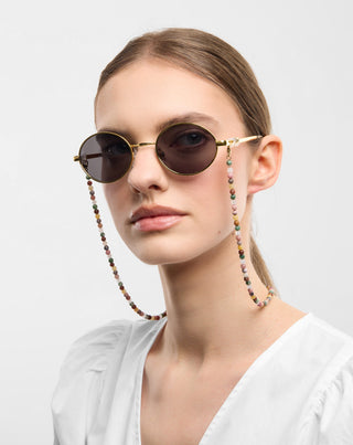 Guldpläterad glasögonkedja med agat, maifan, jaspis och aventurin Mys_2 - 3