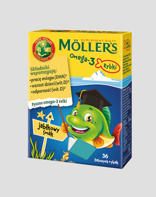 Kosttillskott med omega-3-fettsyror Mollers fisk 36 gelébönor med äppelsmak - 1
