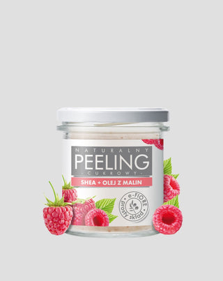 Naturlig sockerskrubb med hallonsocker och sheasmör för glåmig hud E-Fiore - 1