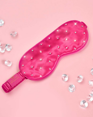 Sömsögonband i silke dekorerat med strass — varmrosa Crystallove - 3