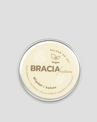 Fuktgivande läppbalsam mandel och kakao med vitamin E och linfröolja Bracia Mydlarze - 1