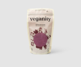 Rödbetsjuicepulver naturlig källa till järn och C-vitamin och Veganity vegansk färg 200 g