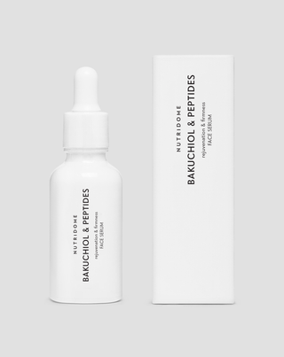 Serum med bakuchiol och peptider mot rynkor och fast hud, växtbaserat alternativ till retinol från Nutridome