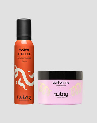 Twisty set med mousse + lockkräm för att framhäva lockar och styla lockigt och vågigt hår - 1