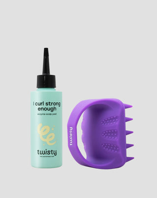 Twisty set med silikonmassör + enzympeeling för rengöring och stimulering av hårbottens mikrocirkulation - 1