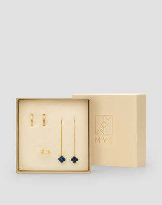 Mys örhängen i rostfritt stål, guldpläterade, lapis lazuli - 5